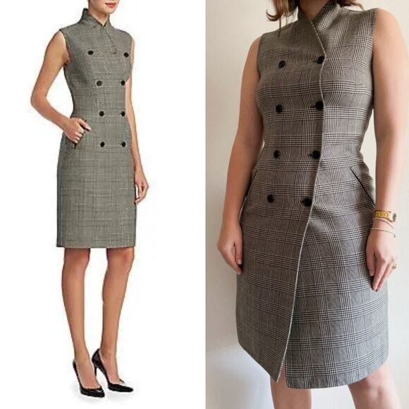 Ralph Lauren Collection Purple Label Wool Dress Double-Breasted Classic Plaid 14 - Picture 6 of 12